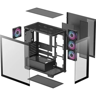 DeepCool CG580 4F táp nélküli ablakos Mid Tower számítógépház fekete