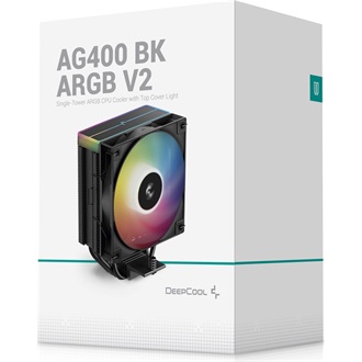 DeepCool CPU Cooler - AG400 BK ARGB V2 (31,6 dB; max, 128,93 m3/h; 4pin csatlakozó, 4 db heatpipe, 12cm, PWM)