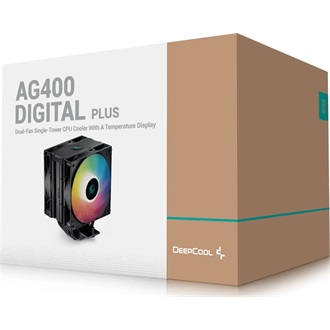 DeepCool CPU Cooler - AG400 DIGITAL PLUS (31,6 dB; max, 134,03 m3/h; 4pin csatlakozó, 4 db heatpipe, 12cm, PWM)