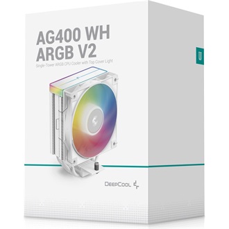 DeepCool CPU Cooler - AG400 WH ARGB V2 (31,6 dB; max, 128,93 m3/h; 4pin csatlakozó, 4 db heatpipe, 12cm, PWM, fehér)