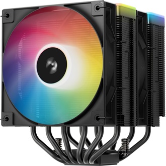 DeepCool CPU Cooler - AG620 BK ARGB V2 (29,4 dB; max, 115,32 m3/h; 4pin csatlakozó, 6 db heatpipe, 12cm, PWM, LED)