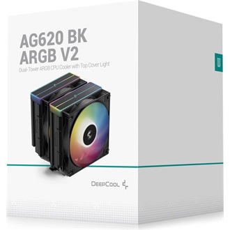 DeepCool CPU Cooler - AG620 BK ARGB V2 (29,4 dB; max, 115,32 m3/h; 4pin csatlakozó, 6 db heatpipe, 12cm, PWM, LED)