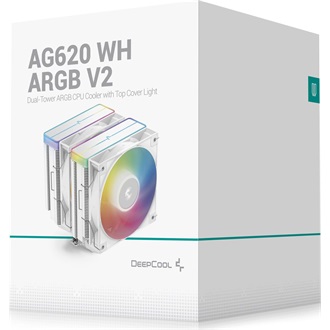 DeepCool CPU Cooler - AG620 WH ARGB V2 (29,4 dB; max, 115,32 m3/h; 4pin csatlakozó, 6 db heatpipe, 12cm, PWM, fehér)