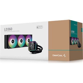 DeepCool CPU Water Cooler - LD360 (max 21dB; max. 122,39 m3/h; 3x12cm, LED kijelző, fekete)