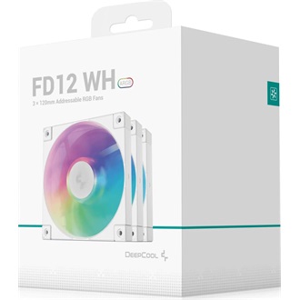 DeepCool Cooler 12cm - FD12 ARGB WH( (3in1) (27,6dB; max. 109,07 m3/h; 3pin csat; hydro bearing, ház hűtésre, PWM, fehé)