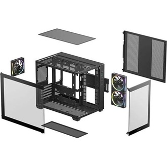 DeepCool CG330 3F táp nélküli ablakos MT Mini Tower számítógépház fekete