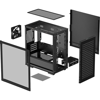 DeepCool CH370 táp nélküli ablakos MT Mini Tower számítógépház fekete