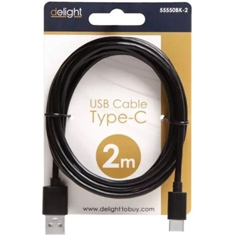 Delight USB-C -> USB-A 2.0 M/M adatkábel 2m fekete