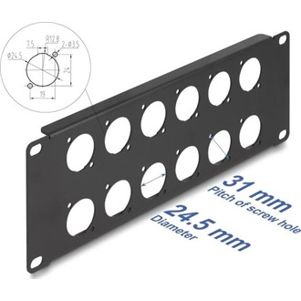 Delock 10  D-típusú patch panel 12 portos 2U fekete
