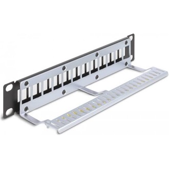 Delock 10  Keystone patch panel 12 porttal és tehermentesítővel 1U fekete
