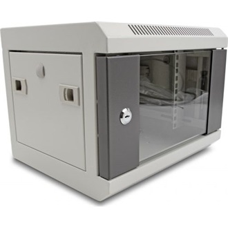 Delock 10  hálózati szekrény üvegajtóval 4U szürke