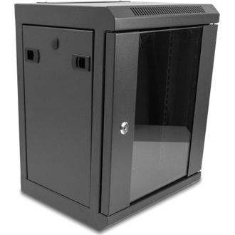 Delock 10  hálózati szekrény üvegajtóval 8U fekete