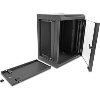 Delock 10  hálózati szekrény üvegajtóval 8U fekete