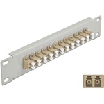 Delock 10  üvegszálas patch panel 12 portos LC Duplex bézs 1U szürke