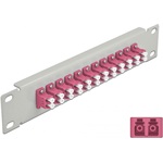 Delock 10  üvegszálas patch panel 12 portos LC Duplex ibolya 1U szürke