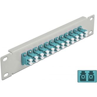 Delock 10  üvegszálas patch panel 12 portos LC Duplex vízkék 1U szürke