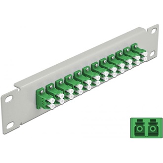 Delock 10  üvegszálas patch panel 12 portos LC Duplex zöld 1U szürke
