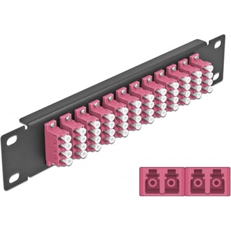Delock 10  üvegszálas patch panel 12 portos LC Quad ibolya 1U fekete