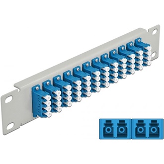 Delock 10  üvegszálas patch panel 12 portos LC Quad kék 1U szürke