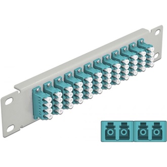 Delock 10  üvegszálas patch panel 12 portos LC Quad vízkék 1U szürke