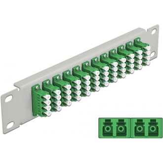 Delock 10  üvegszálas patch panel 12 portos LC Quad zöld 1U szürke