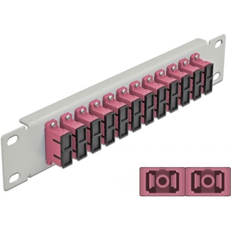 Delock 10  üvegszálas patch panel 12 portos SC Duplex ibolya 1U szürke