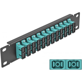 Delock 10  üvegszálas patch panel 12 portos SC Duplex vízkék 1U fekete