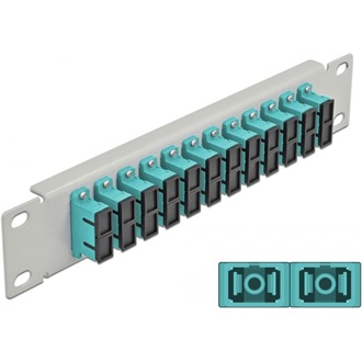 Delock 10  üvegszálas patch panel 12 portos SC Duplex vízkék 1U szürke
