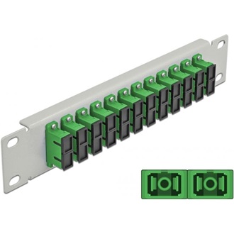 Delock 10  üvegszálas patch panel 12 portos SC Duplex zöld 1U szürke
