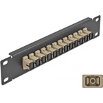 Delock 10  üvegszálas patch panel 12 portos SC Simplex bézs 1U fekete