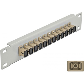 Delock 10  üvegszálas patch panel 12 portos SC Simplex bézs 1U szürke