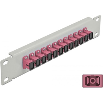 Delock 10  üvegszálas patch panel 12 portos SC Simplex ibolya 1U szürke