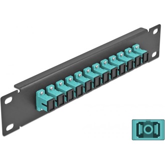 Delock 10  üvegszálas patch panel 12 portos SC Simplex vízkék 1U fekete