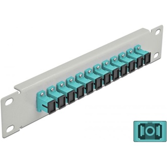 Delock 10  üvegszálas patch panel 12 portos SC Simplex vízkék 1U szürke