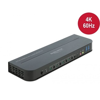 Delock 4-portos HDMI KVM switch fekete 3840x2160@60Hz