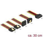 Delock SATA Power 15pin -> 4db SATA Power 15pin M/F tápkábel 0.3m 90°