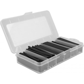 Delock 196 db. fekete, 2:1 zsugorodási arányú hőre zsugorodó tömlő rekeszes tároló dobozban