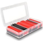 Delock 196 db. fekete / piros, 2:1 zsugorodási arányú hőre zsugorodó tömlő rekeszes tároló dobozban