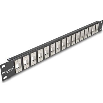 Delock 19  16 portos fekete Keystone Patch Panel 1U