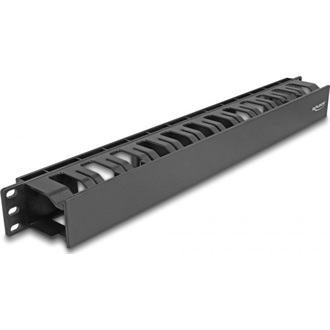Delock 19 , 1U magas, 2 nyílásos, fekete kábelrendező elem műanyagból