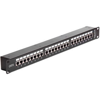 Delock 19” Coupler Patch Panel 24 Port Cat.6 fekete