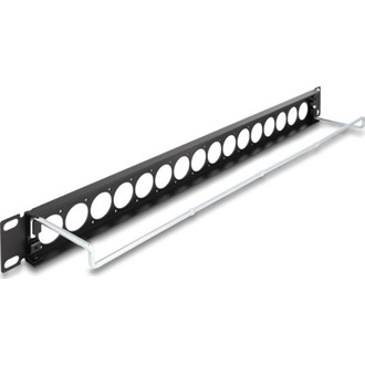 Delock 19  D-típusú patch panel húzásmentesítéssel, 16 porttal 1U fekete