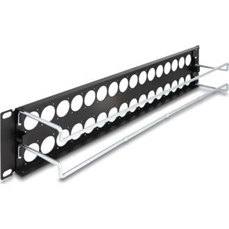 Delock 19  D-típusú patch panel húzásmentesítéssel, 32 porttal 2U fekete