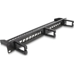 Delock 19  Keystone Patch Panel 16 port 3 kampóval és húzásmentesítő 1U fekete