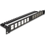 Delock 19  Keystone patch panel 24 porttal hajlított húzásmentesített fekete