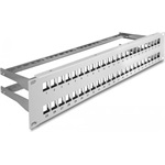 Delock 19  Keystone patch panel 48 porttal és tehermentesítőkkel 2U szürke