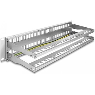 Delock 19  Keystone patch panel 48 porttal és tehermentesítőkkel 2U szürke