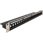 Delock 19  Keystone patchpanel terhelésmentesítővel, 24 portos, fekete