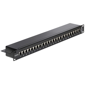 Delock 24 portos Cat.6 fekete 19" RJ45 Patch Panel