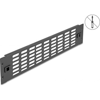 Delock 19  hálózati kabinet panel szellőző nyílásokkal eszköz nélkül beszerelhető 2U fekete